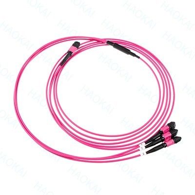 Cordón de parche de fibra óptica LC 12 núcleos MPO Fan Out Om4 Cables de parche de fibra