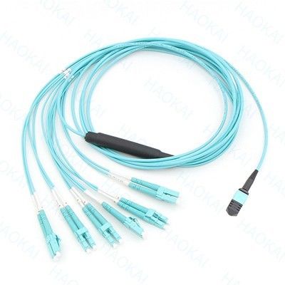 12 núcleos OM4 MPO Fan Out Cord de parche óptico LC Cables de parche de fibra óptica