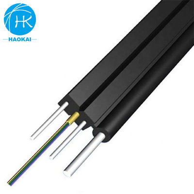 2 núcleo 6 núcleo FTTH Drop Cable Flat Fiber Optic Cable con alambre de acero de tubo central de aramida
