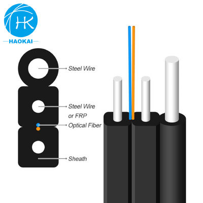 Cable FTTH de fibra óptica aérea de 2 núcleos Cable de fibra óptica de caída exterior con color negro LSZH