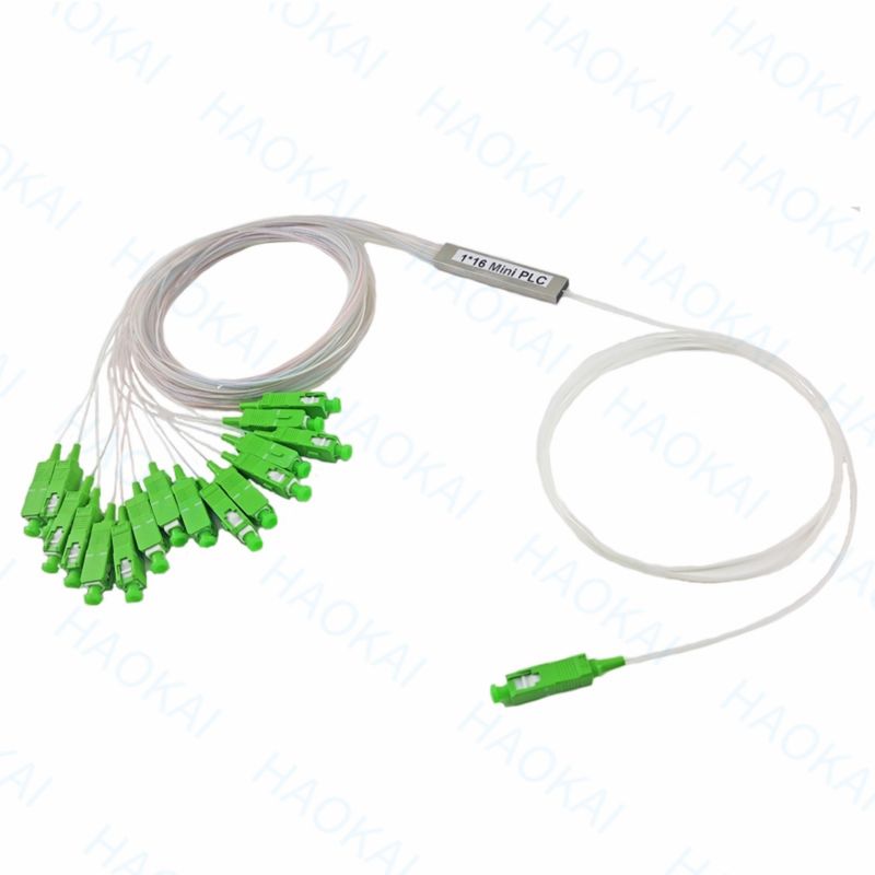 1x16 SC APC Fibra PLC Splitter Mini tubo de acero de cable sin conector