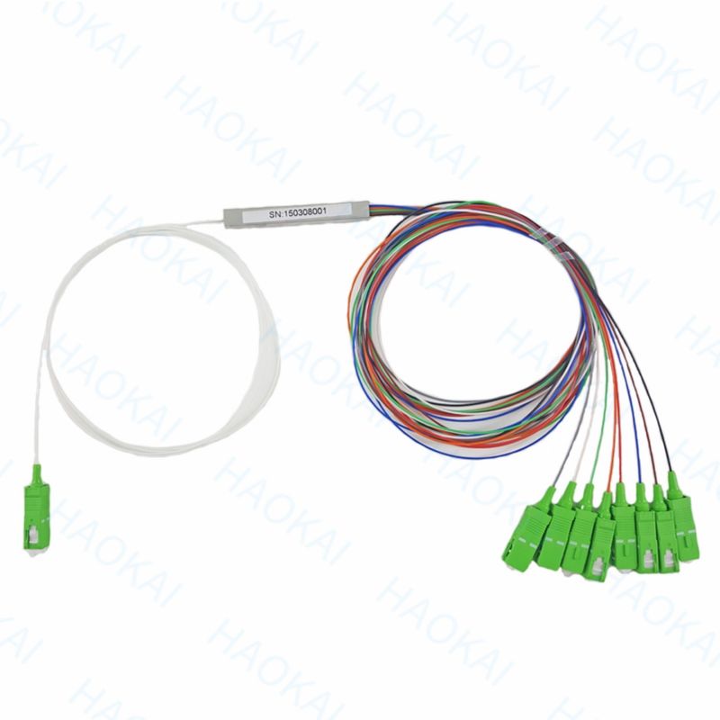 FTTH 1x4 1x8 Fibra PLC Splitter Mini tubo de acero con conector SC APC