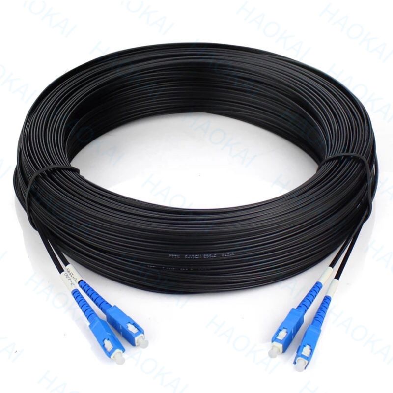 Conector de cable de parche FTTH para exteriores de 2 núcleos de alambre de acero de caída de fibra óptica 2SC-2SC